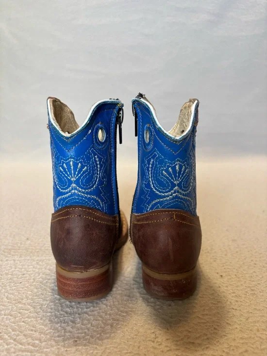 Unbranded size 12 Brown & Bright Blue Toddler’s Western Zip up Boots - Picture 5 of 8